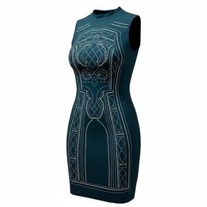 Say What? Teal Studded Bodycon Mini Dress Size : L